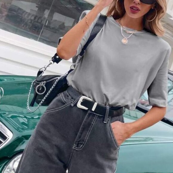 GRAY CASUAL TEE - Picture 1 of 5